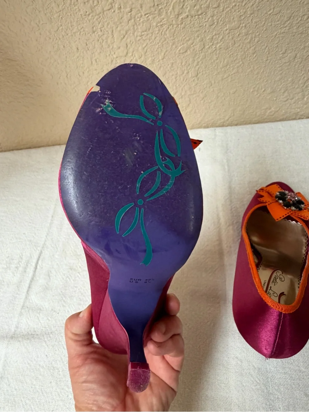 4/$20 Poetic License Peep-Toe Heels in Magenta and Orange